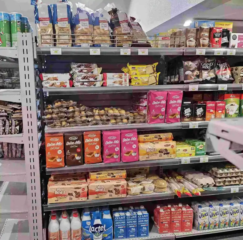 Grocery aisle with everyday products